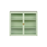 27.56"Glass Doors Modern Two-door Wall Cabinet with Featuring Three-tier Storage Mint Green