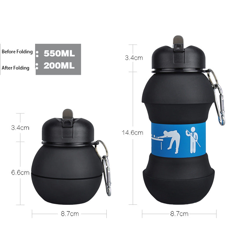 Botella de agua para deportes al aire libre, plegable de silicona para el hogar, creativa, para estudiantes, portátil, a prueba de caídas y fugas, para niños. 
