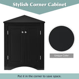 Black Triangle Bathroom Storage Cabinet with Adjustable Shelves, Freestanding Floor Cabinet for Home Kitchen - V.I.P Digital Presence