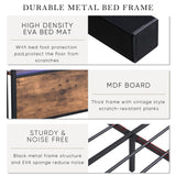 Full size bedstead with storage headboard and 2 drawers, LED light bed with charging station, metal Flat noodles support - V.I.P Digital Presence
