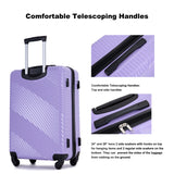 3 Piece Luggage Sets PC+ABS Lightweight Suitcase with Two Hooks Spinner Wheels (20/24/28) Light Purple