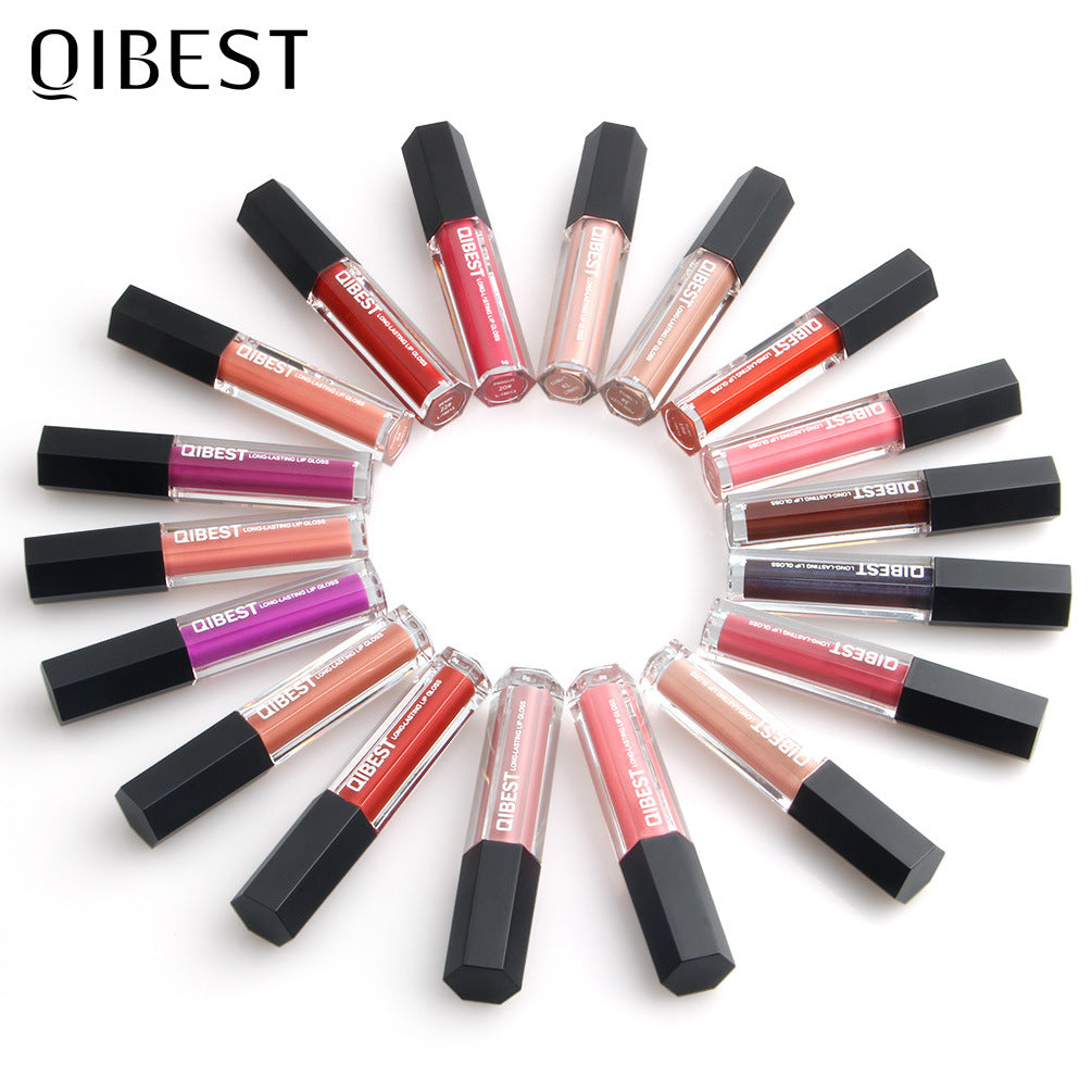QIBEST Makeup Hexagonal Lip Gloss Matte Matte Lasting Lip Gloss Non-stick Liquid Lipstick - V.I.P Digital Presence