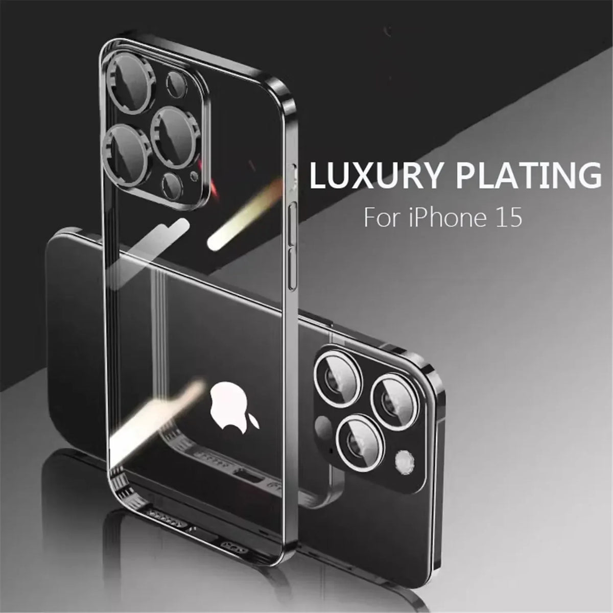 Electroplating TPU transparent phone case for iPhone 16, Apple 15 with lens film, 14 Pro anti drop protective cover, 13 - V.I.P Digital Presence