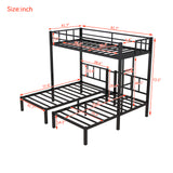 Twin over Twin & Twin Bunk Beds for 3, Twin XL over Twin & Twin Bunk Bed Metal Triple Bunk Bed, Black - V.I.P Digital Presence