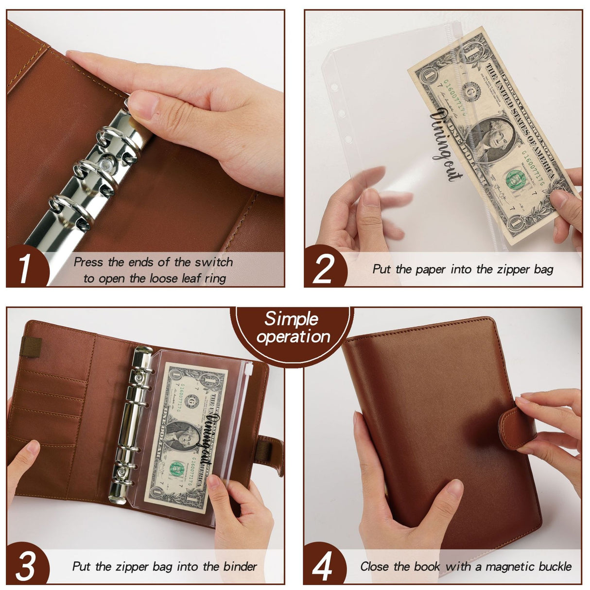 A6 Loose-Leaf Binder Budget Book Macaron Notebook Leather PU Loose-Leaf Book Cash Budget Handbook - V.I.P Digital Presence