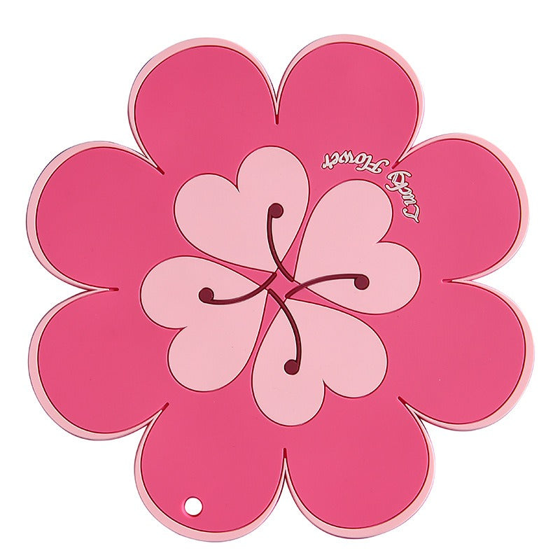 Lucky Flower Heat Insulation Mat Simple Wind Table Heat Insulation Mat Anti scalding Bowl and Dish Mat Household Plate Mat PVC Mat - V.I.P Digital Presence