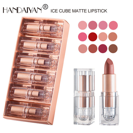 HANDAIYAN Makeup Crystal Square Tube Lipstick Small Ice Cube Matte Matte Lipstick Set 6 Pack - V.I.P Digital Presence