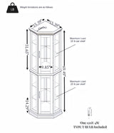 Corner Curio cabinet with illuminated glass display stand and tempered glass door, with adjustable bracket and light bulb - V.I.P Digital Presence