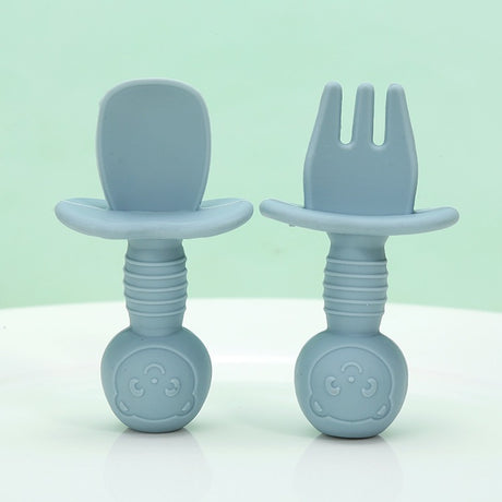 Licking Spoon for Baby Learning to Eat Training Spoon Short Handle Baby Supplementary Food Silicone Soft Spoon Fork Spoon Tableware 2-piece Set - V.I.P Digital Presence