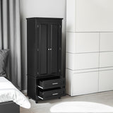 Tall Storage Cabinet with Two Drawers for Bathroom/Office, Black - V.I.P Digital Presence