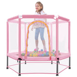55'' Toddlers Trampoline with Safety Enclosure Net and Balls, Indoor Outdoor Mini Trampoline for Kids - V.I.P Digital Presence