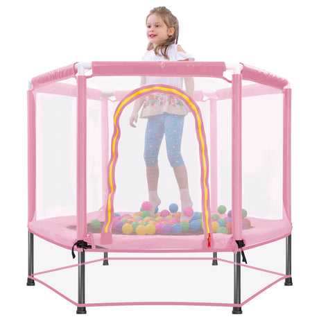 55'' Toddlers Trampoline with Safety Enclosure Net and Balls, Indoor Outdoor Mini Trampoline for Kids - V.I.P Digital Presence