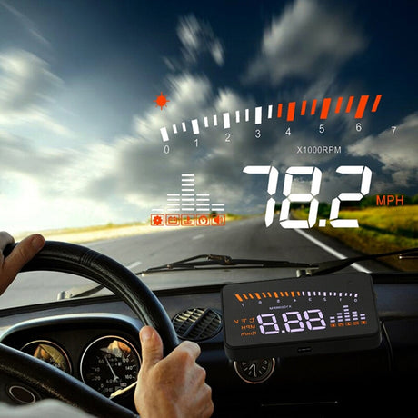 X5 Car HUD Head Up Display OBD II EOBD Automatic Matching Overspeed Warning System Projector Windshield Car Voltage Speed Alarm - V.I.P Digital Presence
