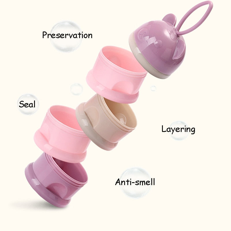 3 / 4 layers Bear Style Portable Baby Food Storage Box Essential Cereal Cartoon Infant Milk Powder Box Toddle Snacks Container - V.I.P Digital Presence