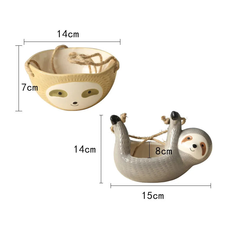 1Pcs Ceramic Hanging Plant Pots Scindapsus Chlorophytum Hanging Flower Basket Flower Pot Cartoons Animal Vase Garden Decoration - V.I.P Digital Presence