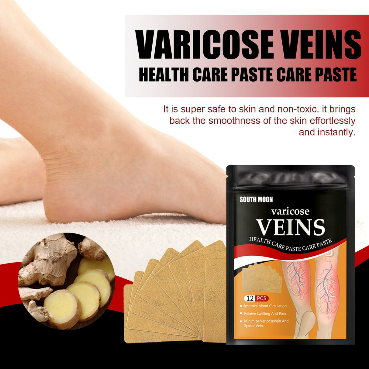 Venous health patch relieves varicose blood vessel blockage and protrusions in the feet. Cold compress venous health patch - V.I.P Digital Presence