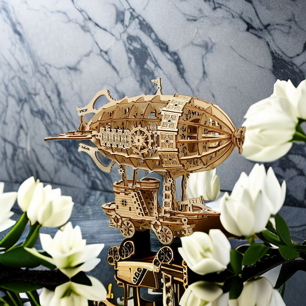 Rompecabezas tridimensional creativo 3D, manual de bricolaje, dirigible de madera, montaje de mesa, modelo de decoración, juguete pequeño para niños, regalos