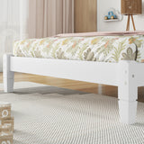 Twin Bed with Button-Decoration Headboard, with Bed Slats,White - V.I.P Digital Presence