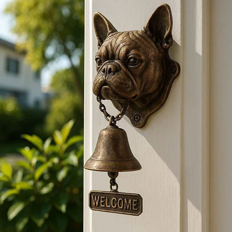 Dog welcome chime, vintage Bulldog Dobermann chime, metal merchant chime – wall decor for home/office entrance. - V.I.P Digital Presence