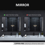 24x36 inch aluminum frame round rectangular bathroom wall mirror, matte black rust proof, tempered glass mirror - V.I.P Digital Presence