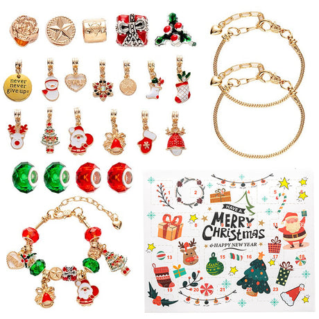 DIY creative children's bracelet jewelry 24-grid calendar Christmas holiday surprise blind box silver set - V.I.P Digital Presence