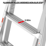 17ft Multi-Position Foldable Aluminum Ladder, A-Frame and Straight Ladder, ANSI 250lbs - V.I.P Digital Presence