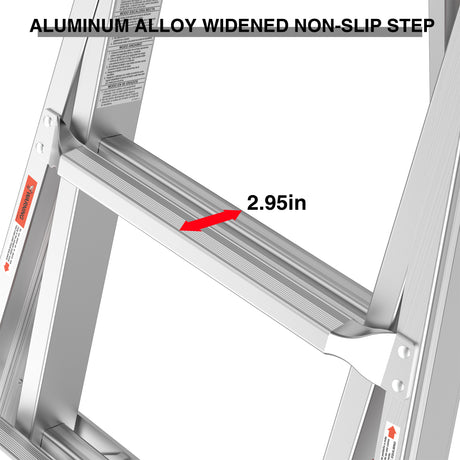 17ft Multi-Position Foldable Aluminum Ladder, A-Frame and Straight Ladder, ANSI 250lbs - V.I.P Digital Presence