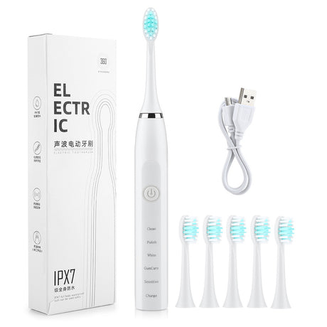 Smart Sonic Electric Toothbrush 5 Modes 4 Gears Tooth Cleaning Home USB Charging Adult Toothbrush Set - V.I.P Digital Presence