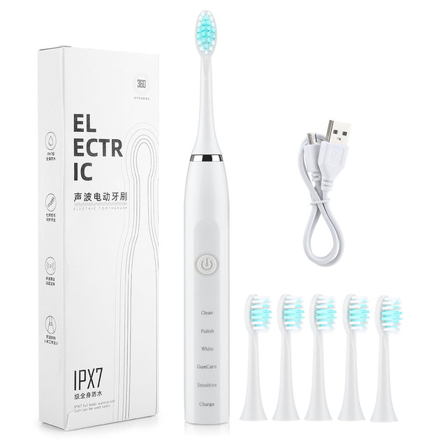 Smart Sonic Electric Toothbrush 5 Modes 4 Gears Tooth Cleaning Home USB Charging Adult Toothbrush Set - V.I.P Digital Presence