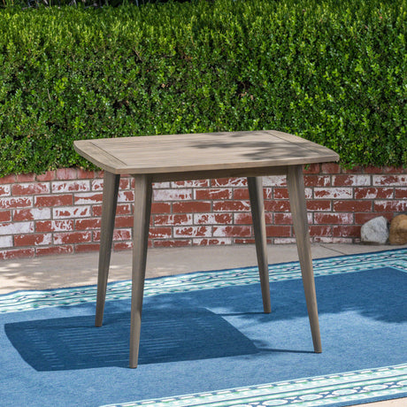 Outdoor Square Acacia Wood Table with Straight Legs, Gray - V.I.P Digital Presence