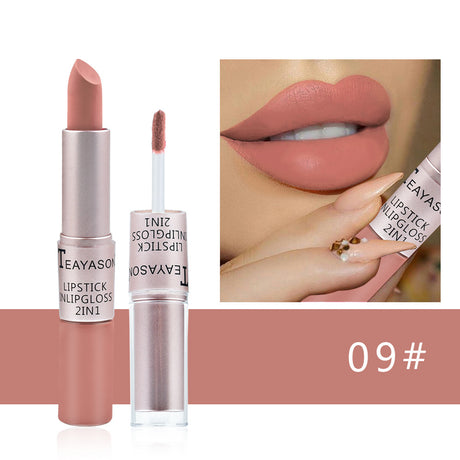 Double-Headed Non-Stick Cup Matte Matte Lip Gloss Two-In-One Matte Bean Paste Does Not Fade With Cup Lipstick Female - V.I.P Digital Presence