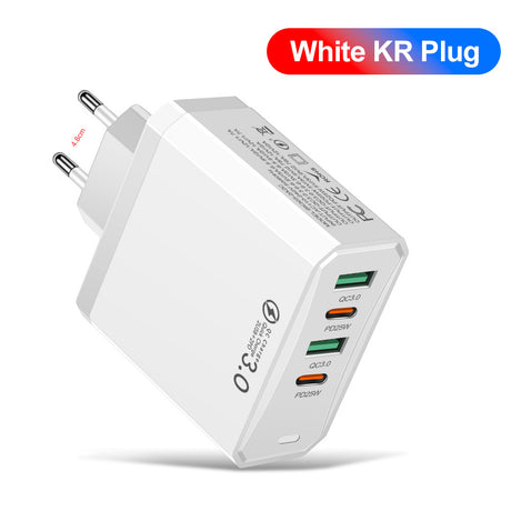 Four in one 2USB+2PD mobile phone charger, tablet plug, European, American and British standard super fast charging - V.I.P Digital Presence