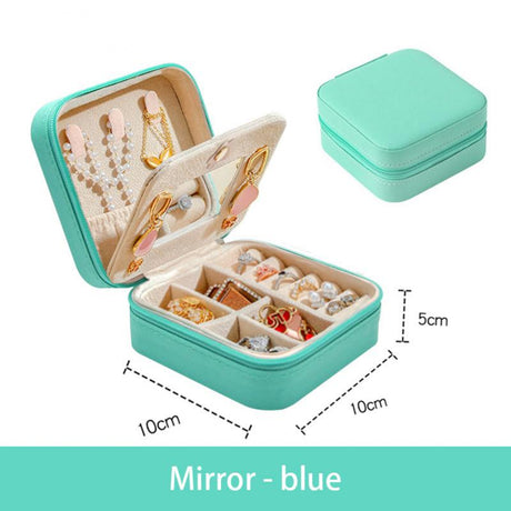 Portable Leather Jewelry Box Candy Color Travel Storage Upgrade With Mirror Earrings Rings Display Organizer Mother's Day Gift - V.I.P Digital Presence