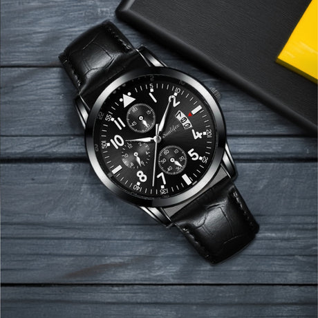 New Men's Watch Student Men's Night Light Waterproof Sports Leather Strap Black Quartz Watch - V.I.P Digital Presence