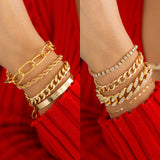 Hip hop Sweet Cool Diamond Set Cuban Buckle Bracelet Christmas Style Stacked Metal Smooth Bracelet for Women - V.I.P Digital Presence