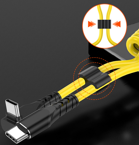 Spring car PD data cable 60w 2-in-1 elbow telescopic fast charging cable suitable for Ideal Wenjie Tesla - V.I.P Digital Presence