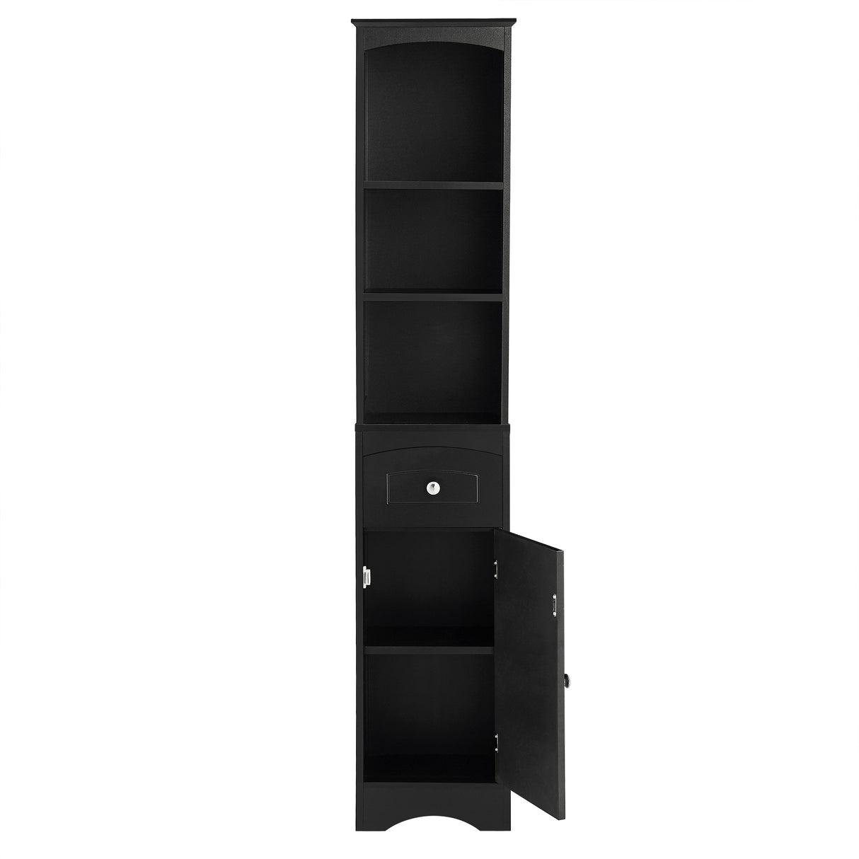 Tall Bathroom Cabinet, Freestanding Storage Cabinet with Drawer, MDF Board, Adjustable Shelf, Black - V.I.P Digital Presence