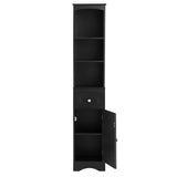 Tall Bathroom Cabinet, Freestanding Storage Cabinet with Drawer, MDF Board, Adjustable Shelf, Black - V.I.P Digital Presence