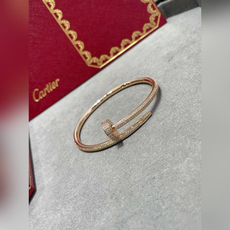 V-Gold Diamond Pavé Screw Cuff for Couples - Titanium Steel Open-Close Clasp - V.I.P Digital Presence