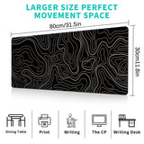 1 alfombrilla de ratón para juegos, alfombrilla de teclado grande de 31,5 x 11,8 pulgadas, alfombrilla de ratón topográfica en blanco y negro para teclado con antideslizante