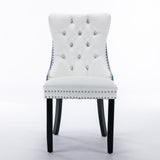 A&A Furniture Nikki Collection Modern High-end Tufted Solid Wood Contemporary PU 2-Pcs Set White+Light Blue