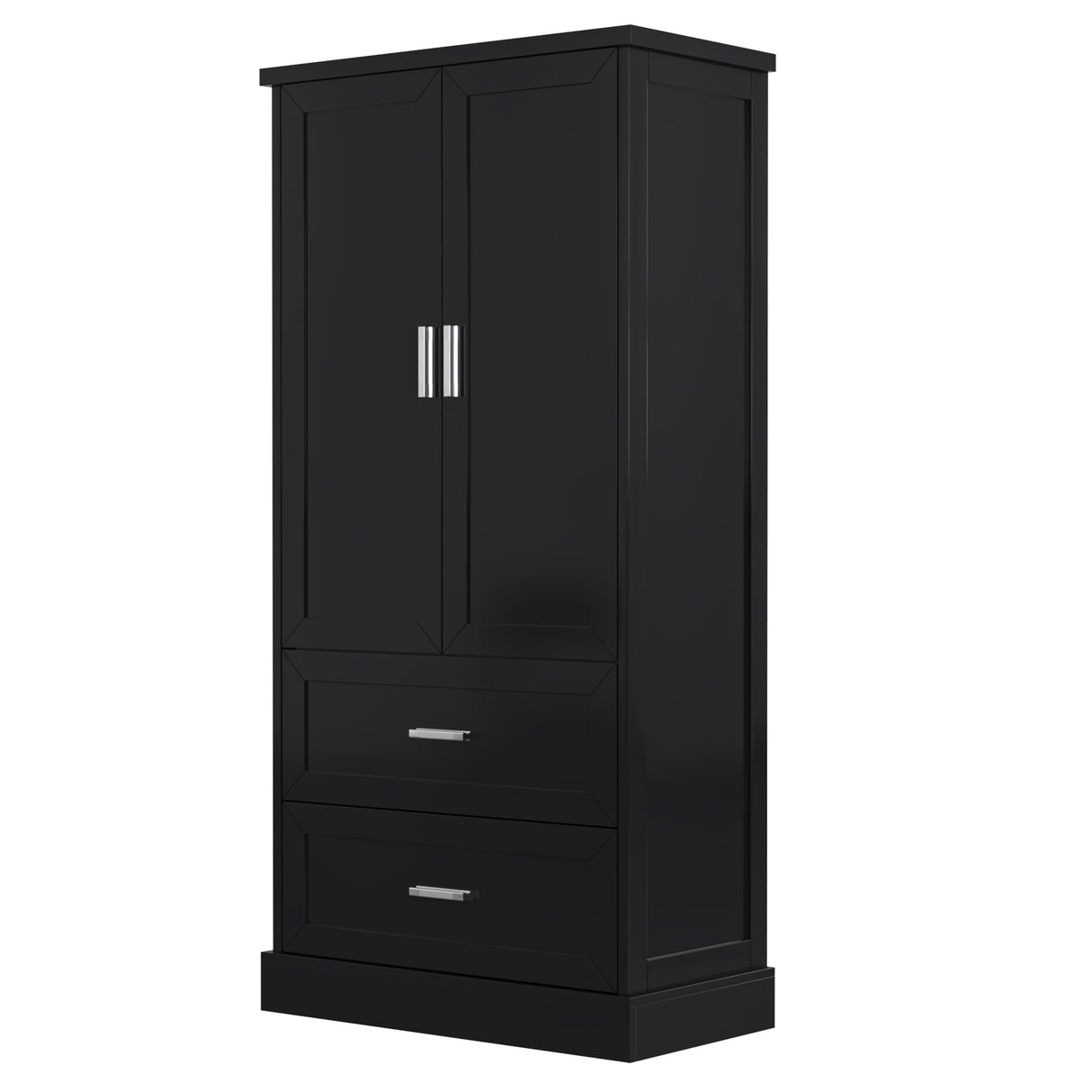 Tall Bathroom Storage Cabinet, Cabinet with Two Doors and Drawers, Adjustable Shelf, MDF Board, Black - V.I.P Digital Presence