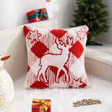 Christmas Pillow Cover (Excluding Pillow Core) Snowflake Velvet Jacquard Christmas Tree Elk Festival Decoration - V.I.P Digital Presence