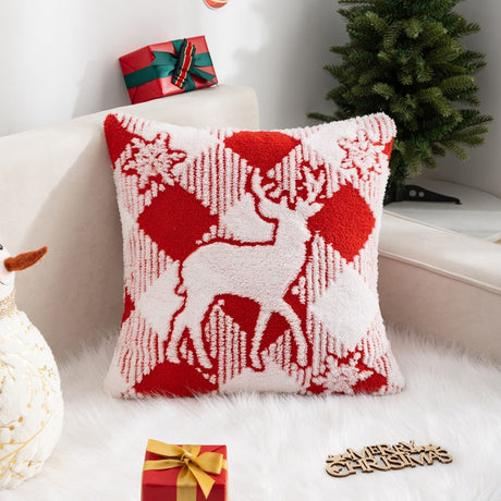 Christmas Pillow Cover (Excluding Pillow Core) Snowflake Velvet Jacquard Christmas Tree Elk Festival Decoration - V.I.P Digital Presence