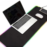 1 alfombrilla de ratón grande para juegos, oficina, trabajo, con modos de luz, control táctil, extendida, suave, base de goma antideslizante.