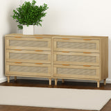 3-Drawers Rattan Storage Cabinet Rattan Drawer (Set of 2),for Bedroom,Living Room,Dining Room,Hallways,Oak - V.I.P Digital Presence