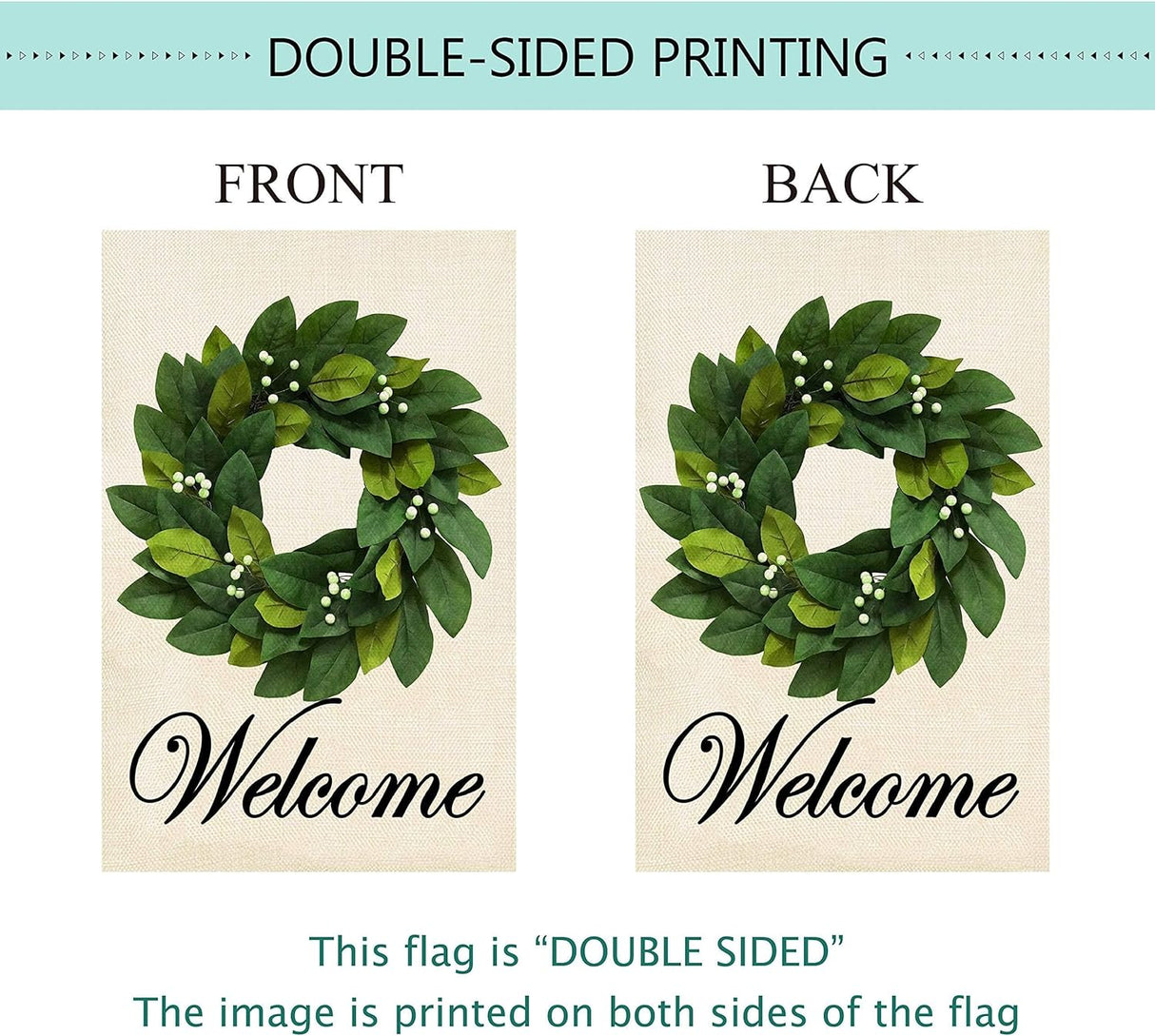 Spring Summer Welcome Wreath Garden Flag Magnolia Leaves Small Yard Flag Vertical Double Sided Burlap Farmhouse Seasonal - V.I.P Digital Presence