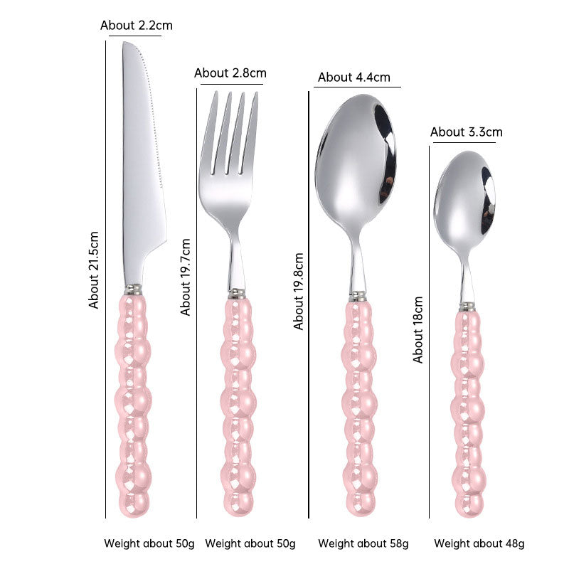 304 stainless steel knife and fork spoon creative pearl ceramic handle tableware western steak knife and fork dessert spoon - V.I.P Digital Presence