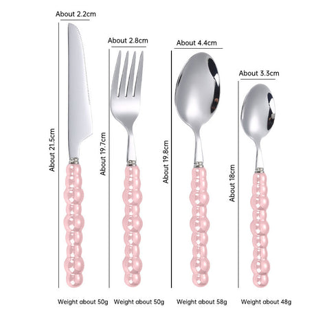 304 stainless steel knife and fork spoon creative pearl ceramic handle tableware western steak knife and fork dessert spoon - V.I.P Digital Presence