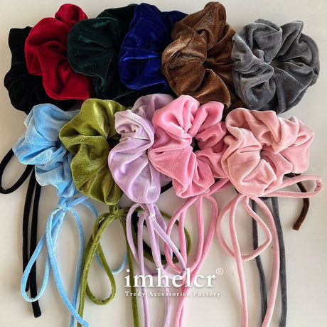 Vintage Velvet Long Ribbon Bow Large Intestine Hair Loop Head Rope Female - V.I.P Digital Presence